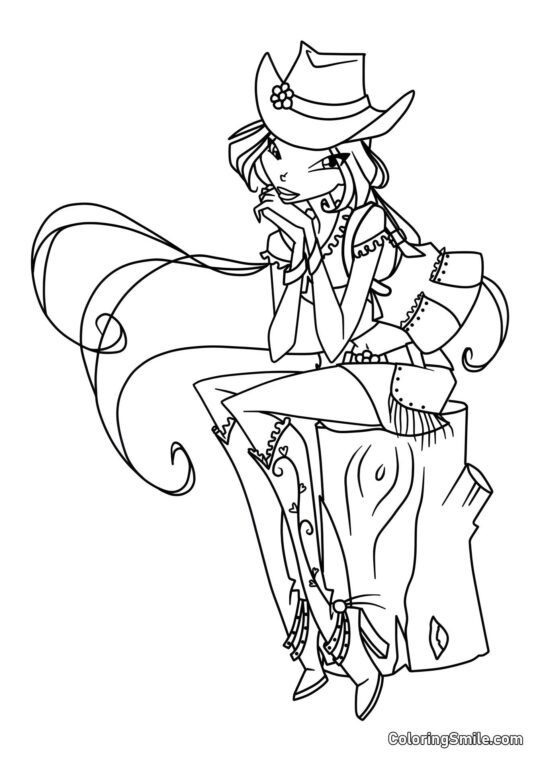 Флора в модному капелюсі - Розмальовка