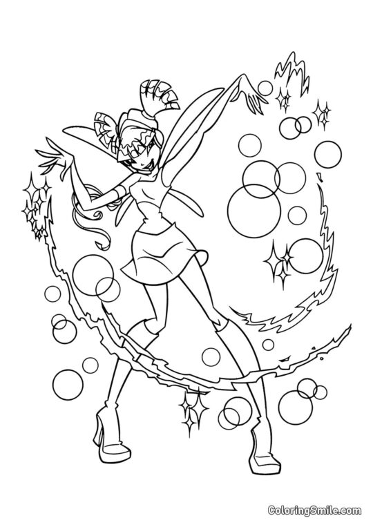 Вінкс Муса накладає закляття - Розмальовка