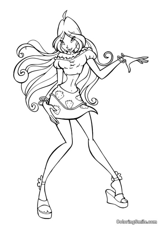 Флора та полуниці - Розмальовка