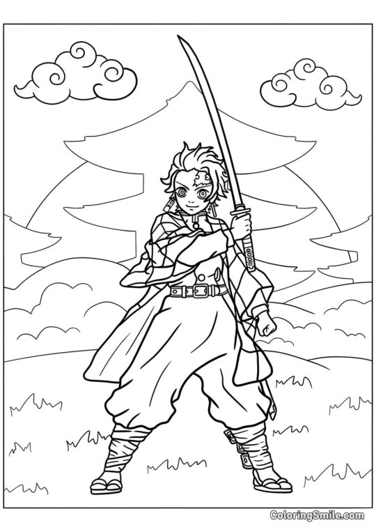 Усміхнений Танжиро Камадо - Розмальовка