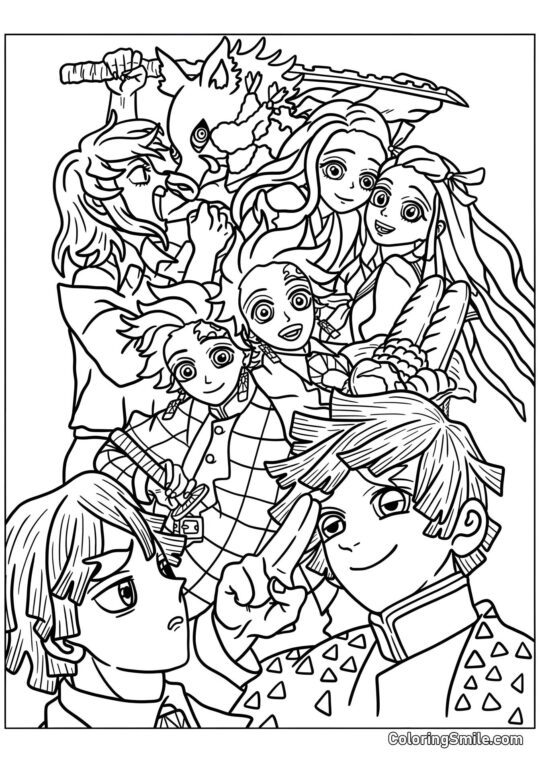 Вбивця демонів: Квітка щастя - Розмальовка