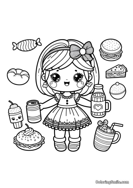Лялька з їжею Лялька з їжею - Розмальовка