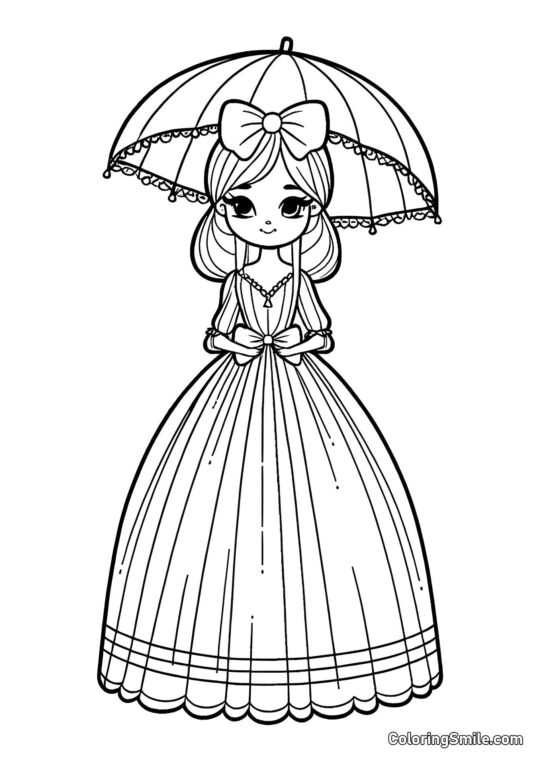 Лялька з парасолькою Лялька з парасолькою - Розмальовка