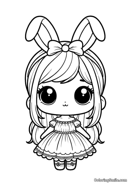 Мила лялька з вушками кролика Мила лялька з вушками кролика - Розмальовка