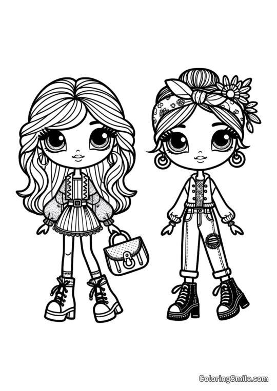 Модні лялькові подруги Модні лялькові подруги - Розмальовка