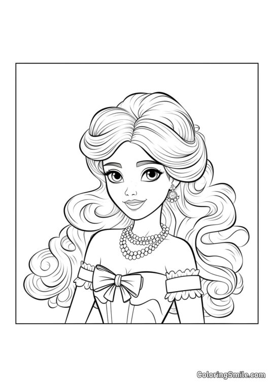 Лялька з розкішним намистом Лялька з розкішним намистом - Розмальовка