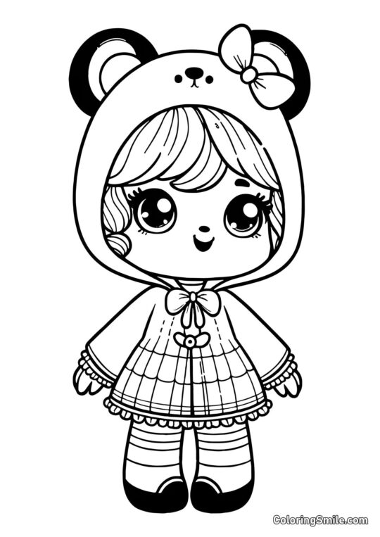 Лялька в костюмі панди Лялька в костюмі панди - Розмальовка