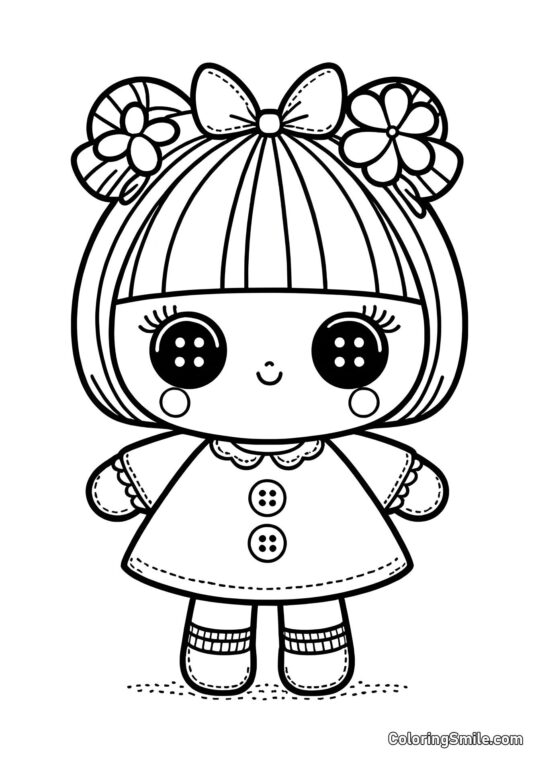 Лялька з гудзиками замість очей Лялька з гудзиками замість очей - Розмальовка