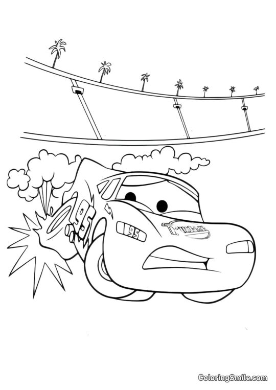 Автомобіль з спущеною шиною Автомобіль з спущеною шиною - Розмальовка