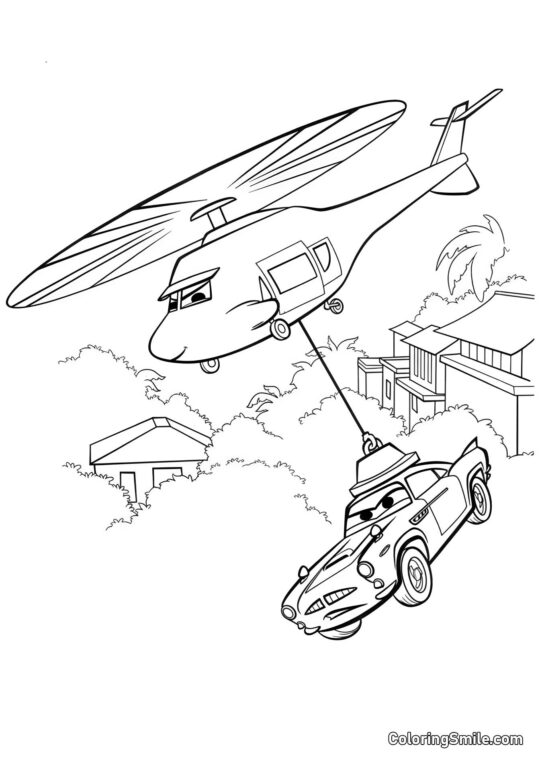 Автомобіль, що транспортується вертольотом Автомобіль, що транспортується вертольотом - Розмальовка