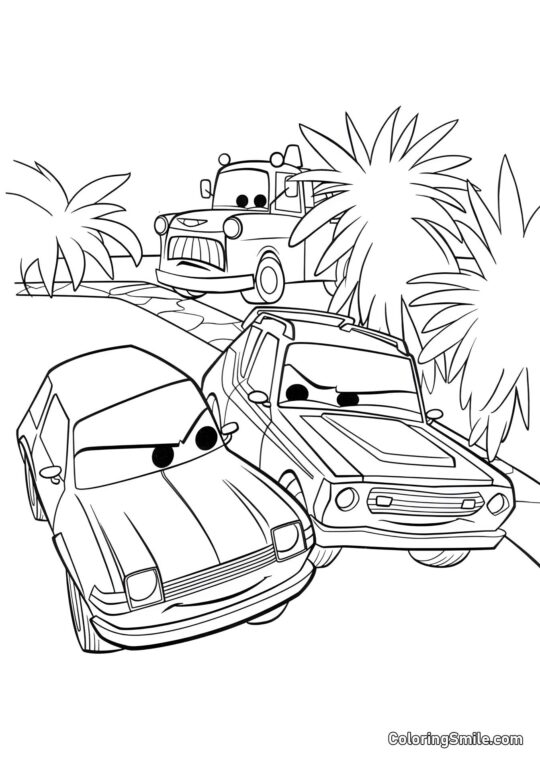 Автомобілі, що плетуть хитрий план Автомобілі, що плетуть хитрий план - Розмальовка