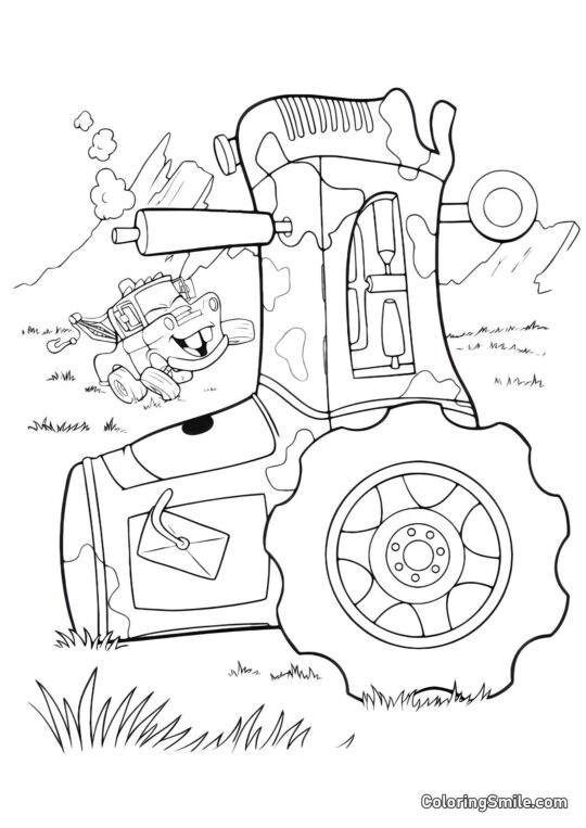 Перевернутий трактор Перевернутий трактор - Розмальовка