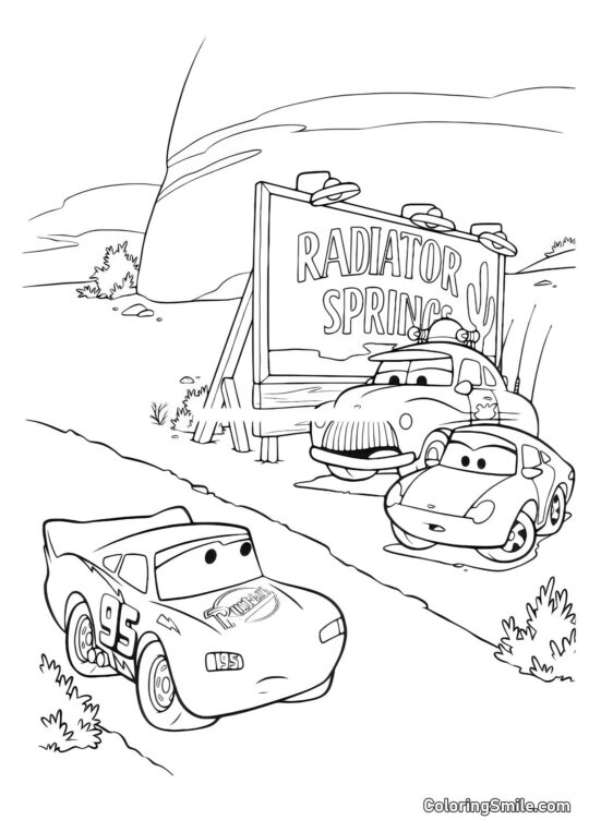 Автомобілі на вході в місто Автомобілі на вході в місто - Розмальовка