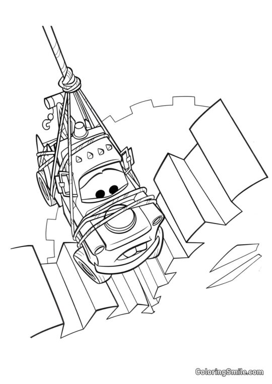 Матер висить на канаті між шестернями Матер висить на канаті між шестернями - Розмальовка