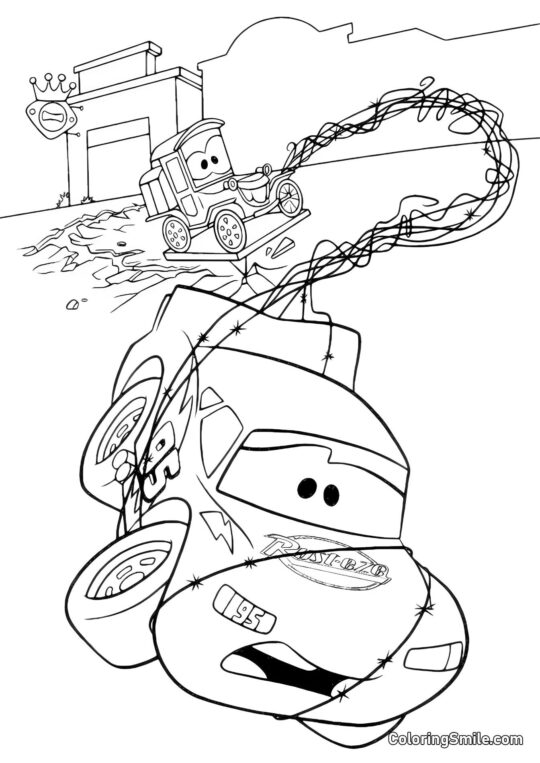 Автомобіль, що потрапив у сітку Автомобіль, що потрапив у сітку - Розмальовка