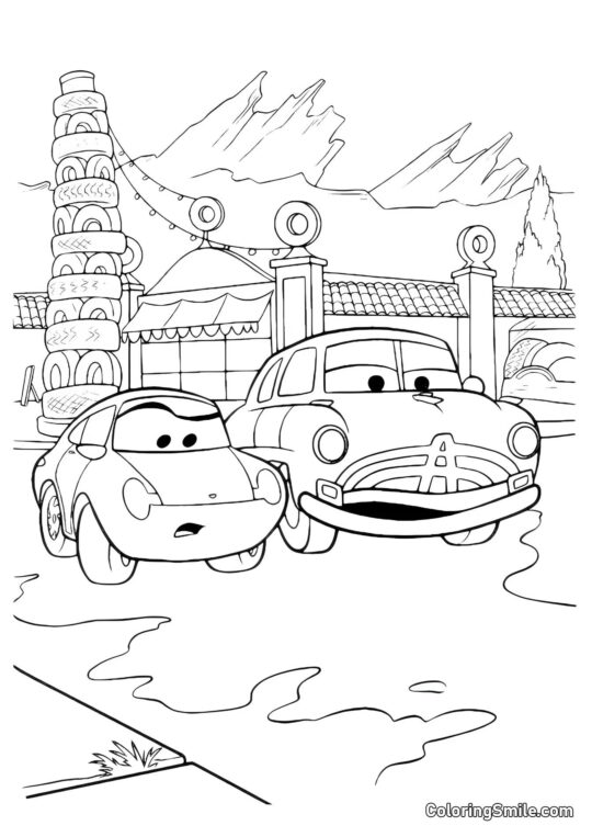 Автомобілі на перехресті Автомобілі на перехресті - Розмальовка