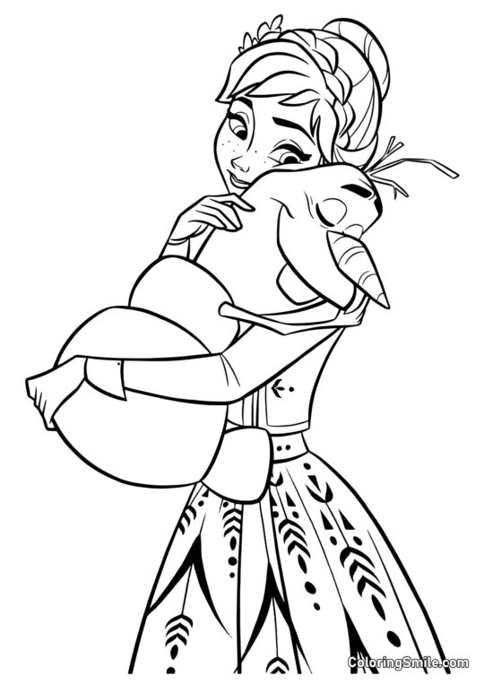 Анна обіймає Олафа Анна обіймає Олафа - Розмальовка