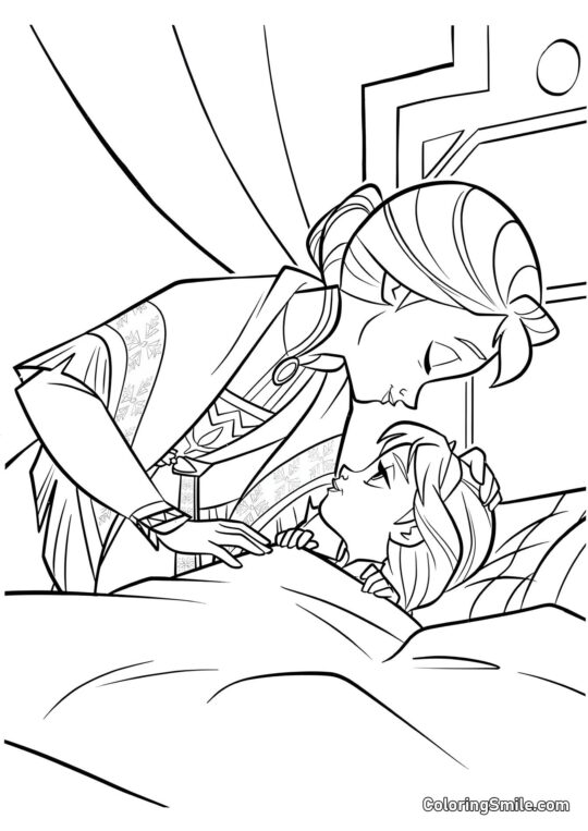 Маленька Ельза з мамою Маленька Ельза з мамою - Розмальовка