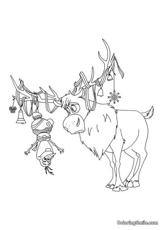 Олаф висить на рогах Свена Олаф висить на рогах Свена - Розмальовка